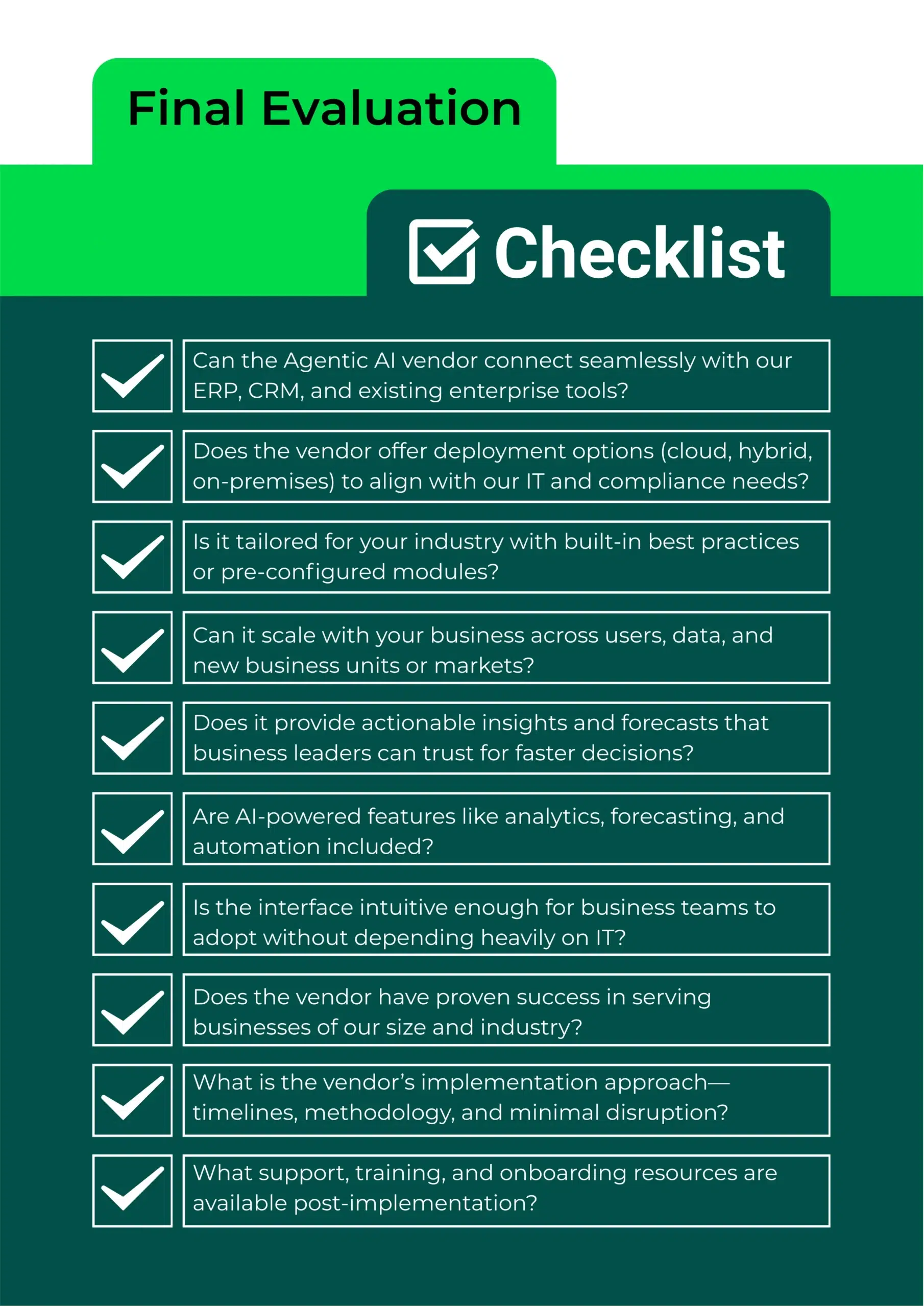 How to Choose the Right Agentic AI Vendor Checklist